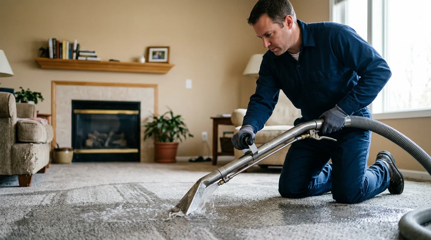 Water damage restoration technician working near Delaware, OK